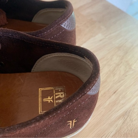 Frye Chambers Mens Low Top Suede Sneakers Brown Leather Cap-Toe Lace Up Size 11 - Picture 5 of 16
